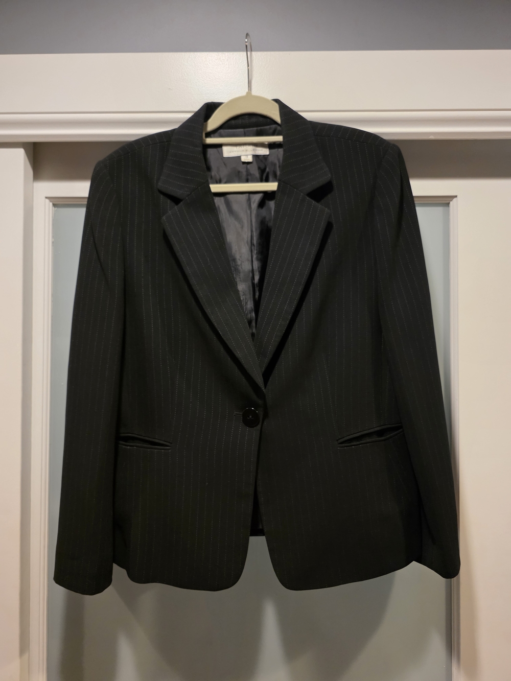 Tahari Women’s Pinstripe Black Blazer - Classic Single-Button Jacket